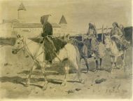 Горцы на фоне монастыря - © Музей-панорама «Бородинская битва»