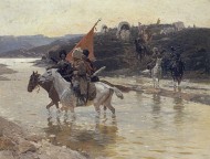 Circassians fording a river