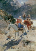 Армянская семья пересекает реку