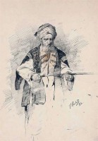 Кавказец чистит свою шашку