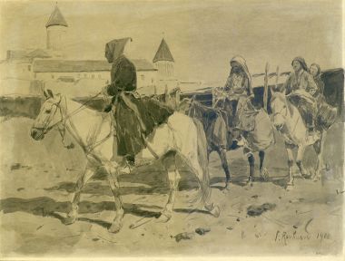 Горцы на фоне монастыря - © Музей-панорама «Бородинская битва»