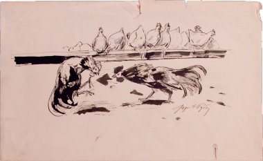 Петушиный бой - © Научно-исследовательский музей при Российской академии художеств Петушиный бой - © Научно-исследовательский музей при Российской академии художеств