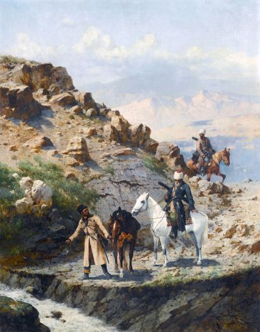 На Кавказе. У горного потока