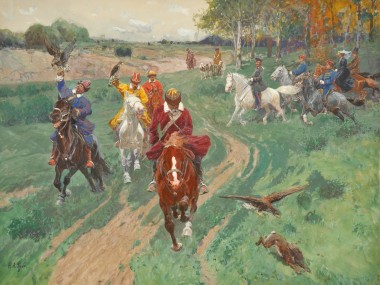 Охота башкиров с соколами в присутствии императора Александра II - © Русский музей, Санкт-Петербург