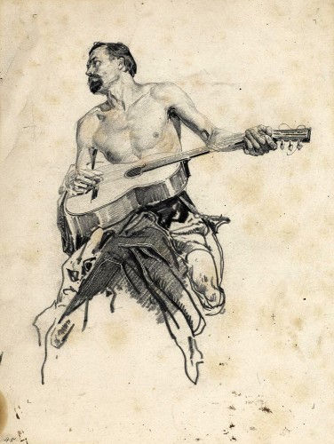 Всадник играет на гитаре