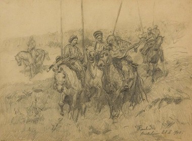 Черкесы с конным музыкантом