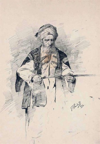 Кавказец чистит свою шашку