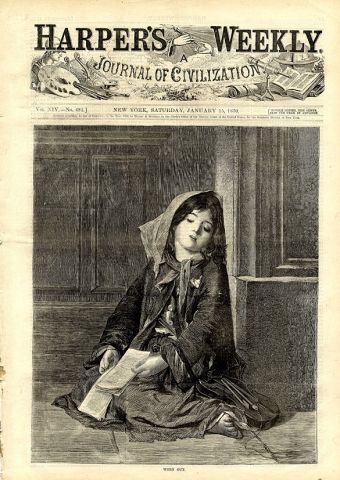 Публикация картины французского художника Гийома-Чарльза Брана «Нищая» в журнале “Harper's Weekly” Публикация картины французского художника Гийома-Чарльза Брана «Нищая» в журнале “Harper's Weekly”